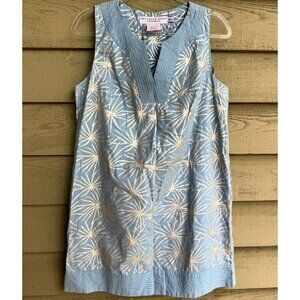 Gretchen Scott Metallic Silver Print Cotton Shift Dress Size M